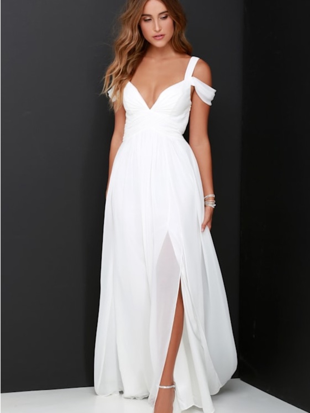Lulu's Ocean Of Elegance Ivory Maxi Dress